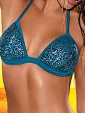 Venus Bikini Top Sequins Blue Size 34/36/38 D MAX CUP